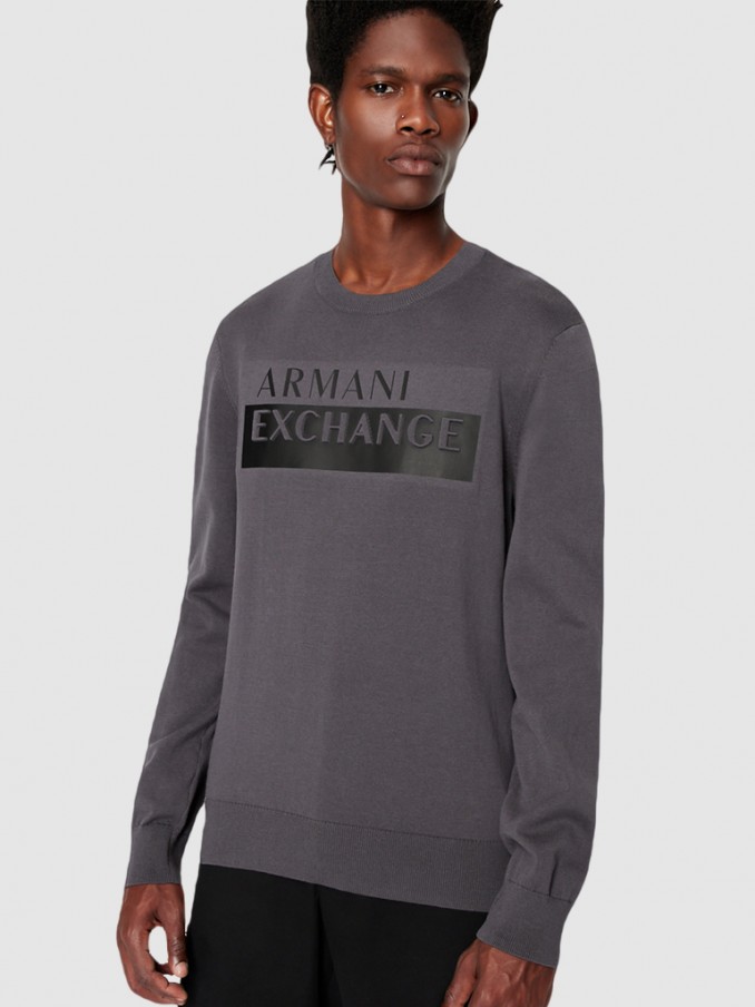 Knitwear Man Grey Armani Exchange - 6Lzm2Dzmx8Z  | Mellmak