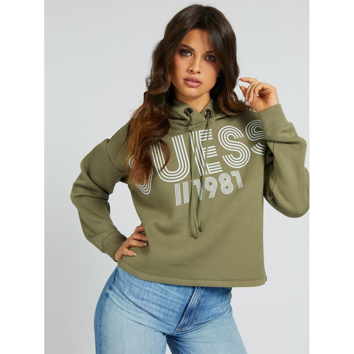 Sweatshirt Woman Green Guess W1rq69k7uw2 Mellmak